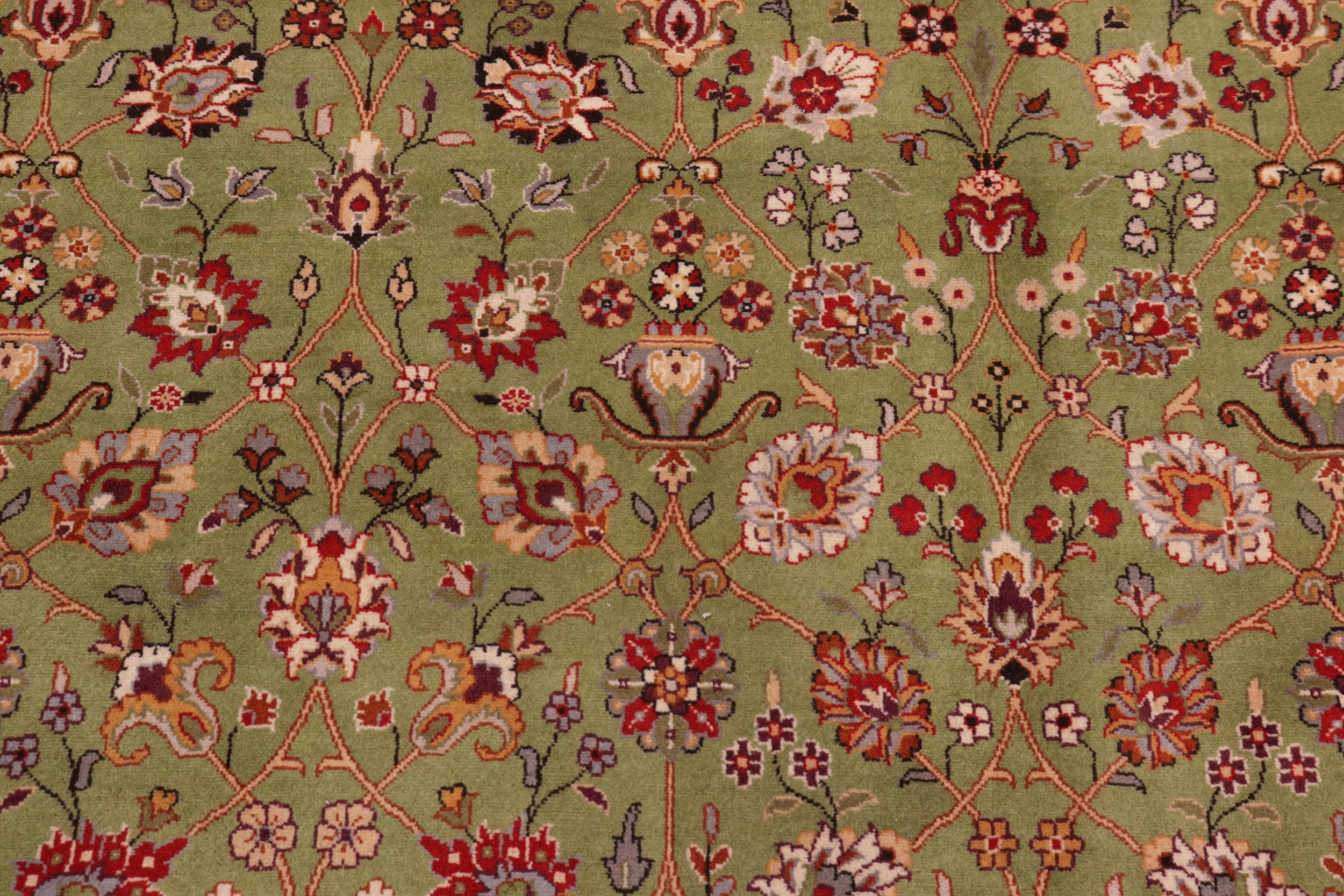 handmade Transitional  Green Aubergine Hand Knotted RECTANGLE 100% WOOL area rug 8x10