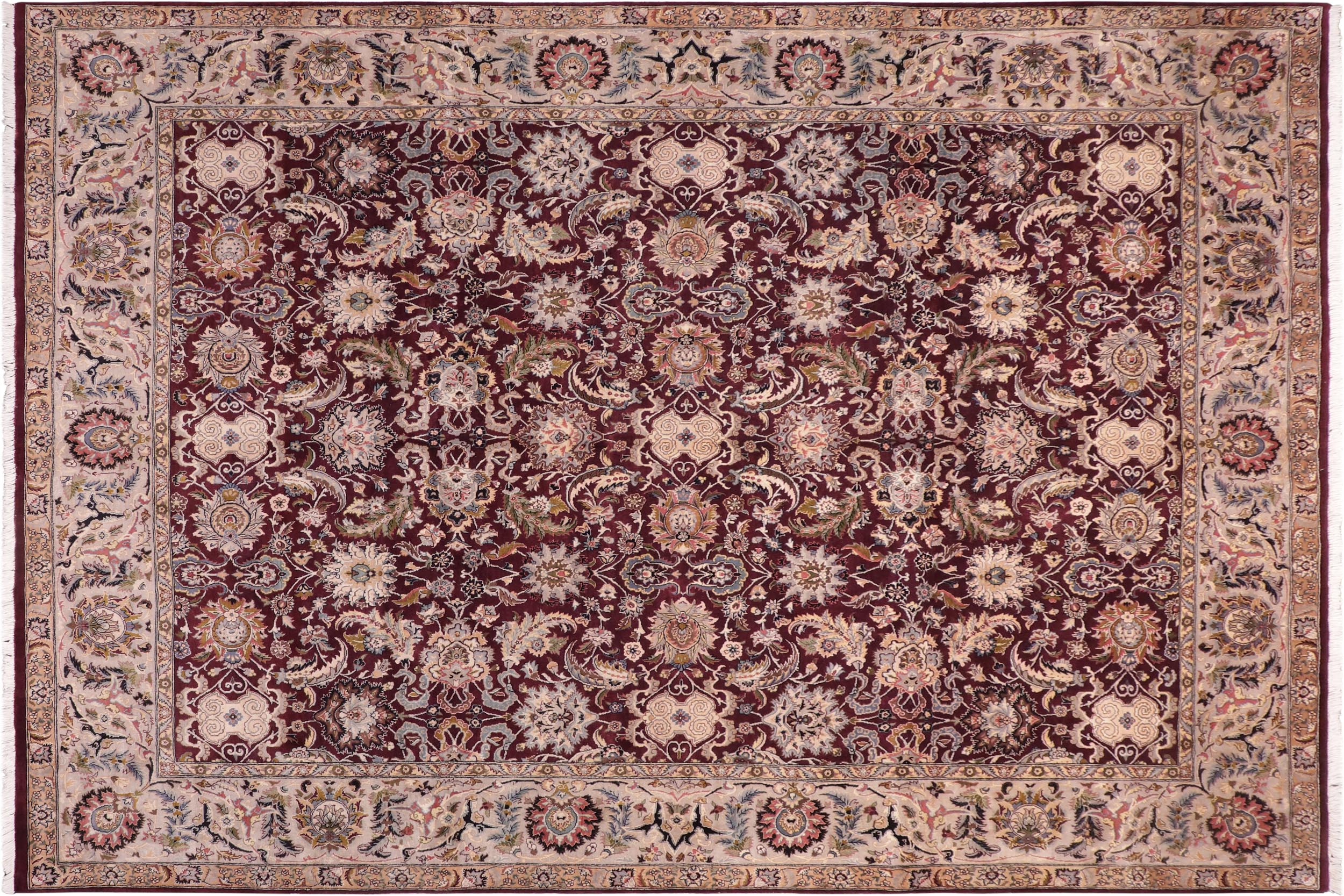 handmade Traditional Agra Red Grey Hand Knotted RECTANGLE 100% WOOL area rug 8x10