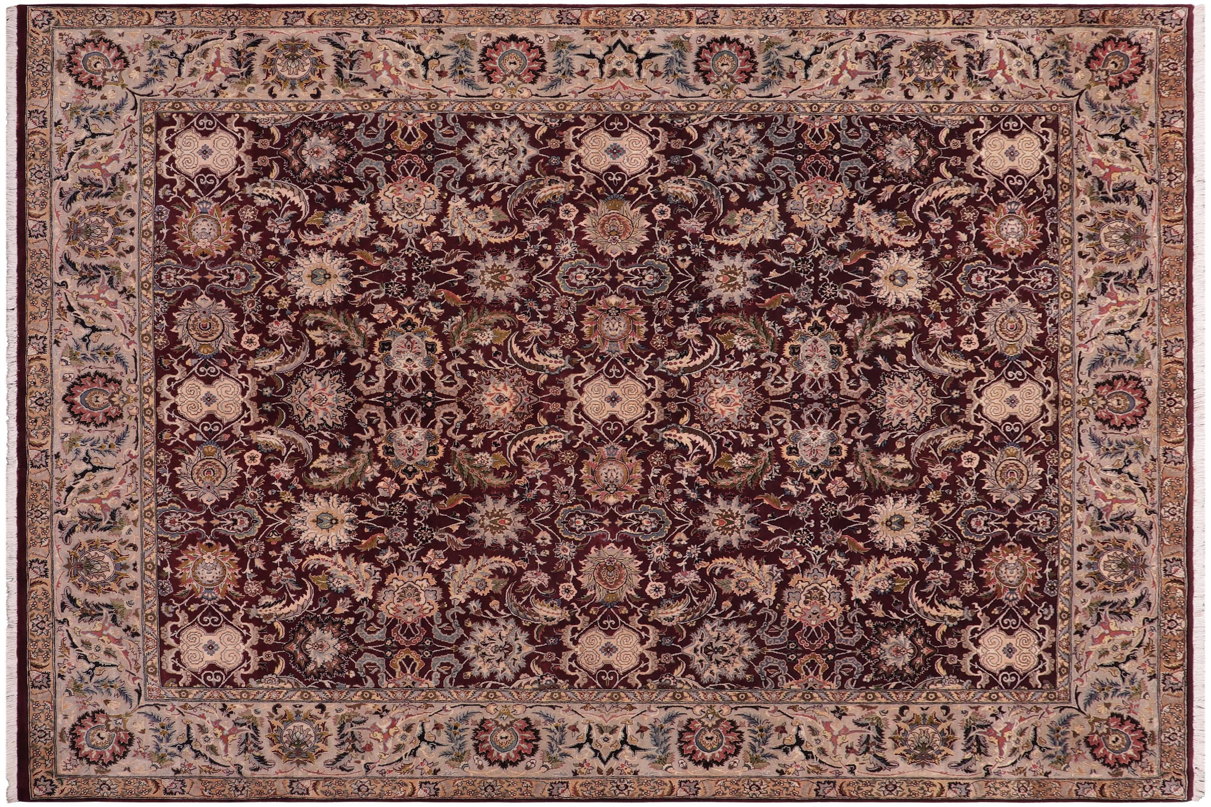 handmade Traditional Agra Red Grey Hand Knotted RECTANGLE 100% WOOL area rug 8x10