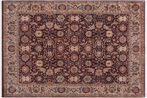 handmade Traditional Agra Red Grey Hand Knotted RECTANGLE 100% WOOL area rug 8x10