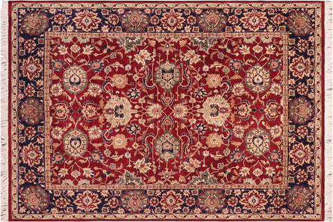handmade Traditional Lahore Red Blue Hand Knotted RECTANGLE 100% WOOL area rug 8x10