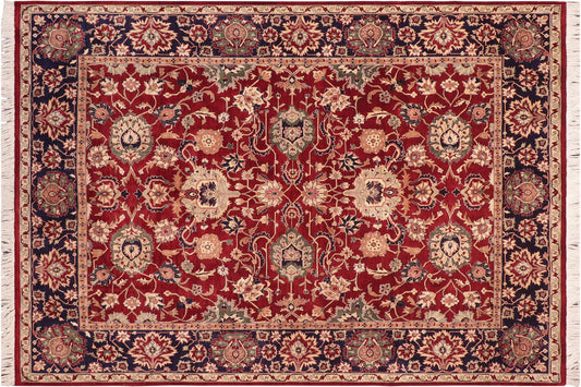 handmade Traditional Lahore Red Blue Hand Knotted RECTANGLE 100% WOOL area rug 8x10
