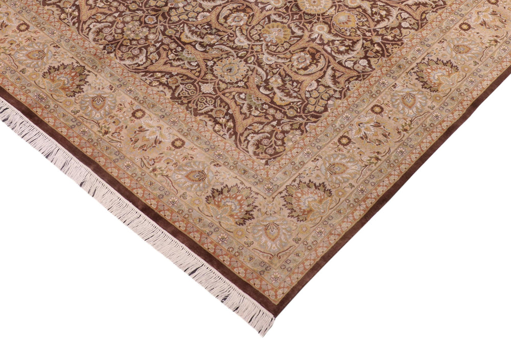 handmade Traditional  Brown Beige Hand Knotted RECTANGLE 100% WOOL area rug 8x10