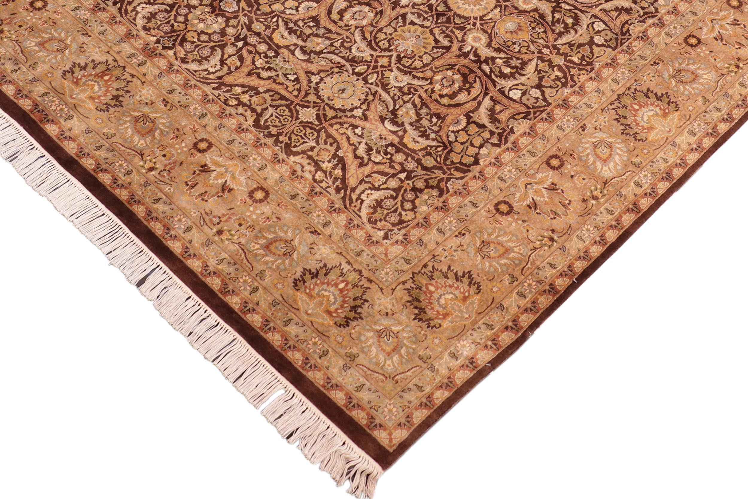 handmade Traditional Regular Brown Tan Hand Knotted RECTANGLE 100% WOOL area rug 8x11