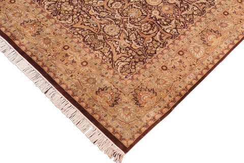 handmade Traditional Regular Brown Tan Hand Knotted RECTANGLE 100% WOOL area rug 8x11