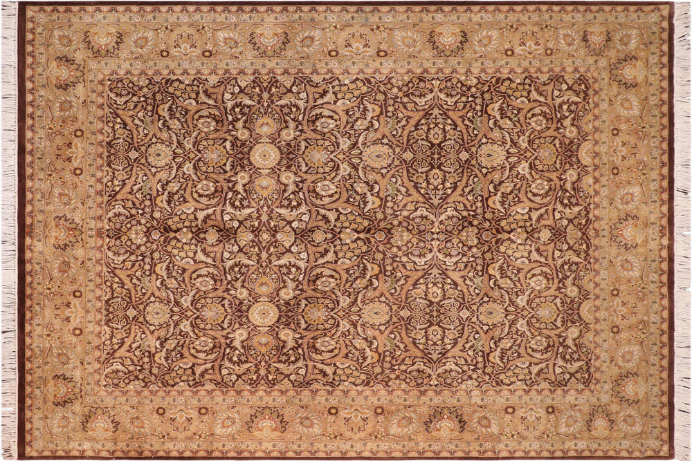 handmade Traditional Regular Brown Tan Hand Knotted RECTANGLE 100% WOOL area rug 8x11