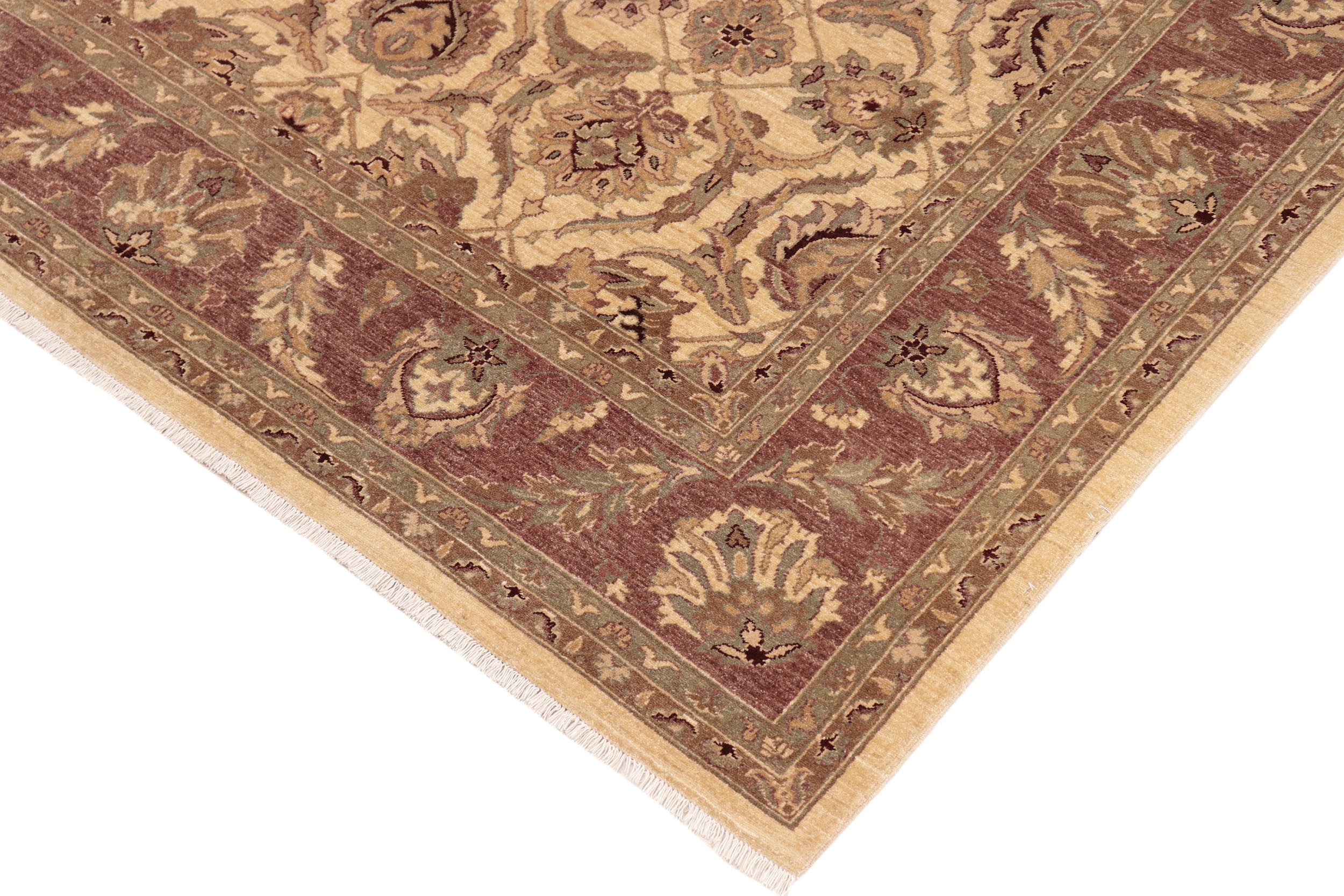 handmade Transitional Kafkaz Beige Brown Hand Knotted RECTANGLE 100% WOOL area rug 8' x 10'
