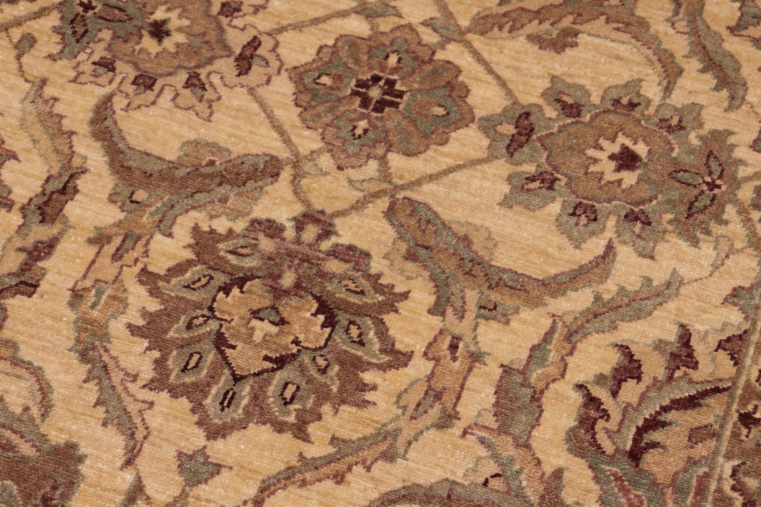 handmade Transitional Kafkaz Beige Brown Hand Knotted RECTANGLE 100% WOOL area rug 8' x 10'