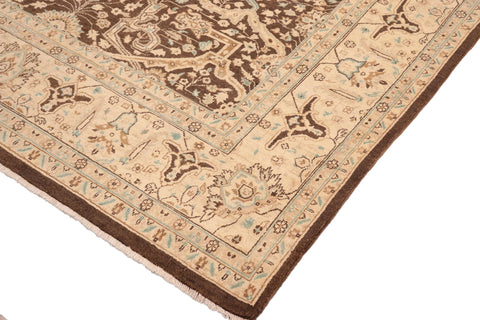 handmade Transitional Kafkaz Brown Beige Hand Knotted RECTANGLE 100% WOOL area rug 8' x 10'