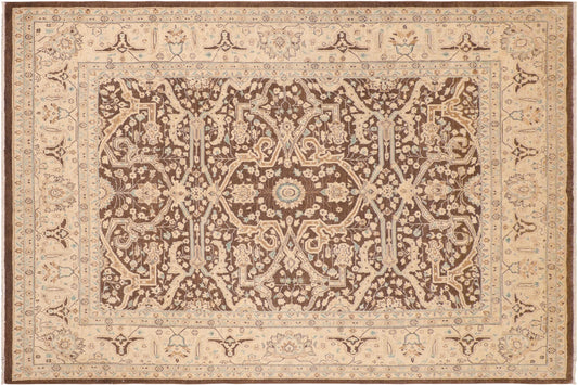 handmade Transitional Kafkaz Brown Beige Hand Knotted RECTANGLE 100% WOOL area rug 8' x 10'