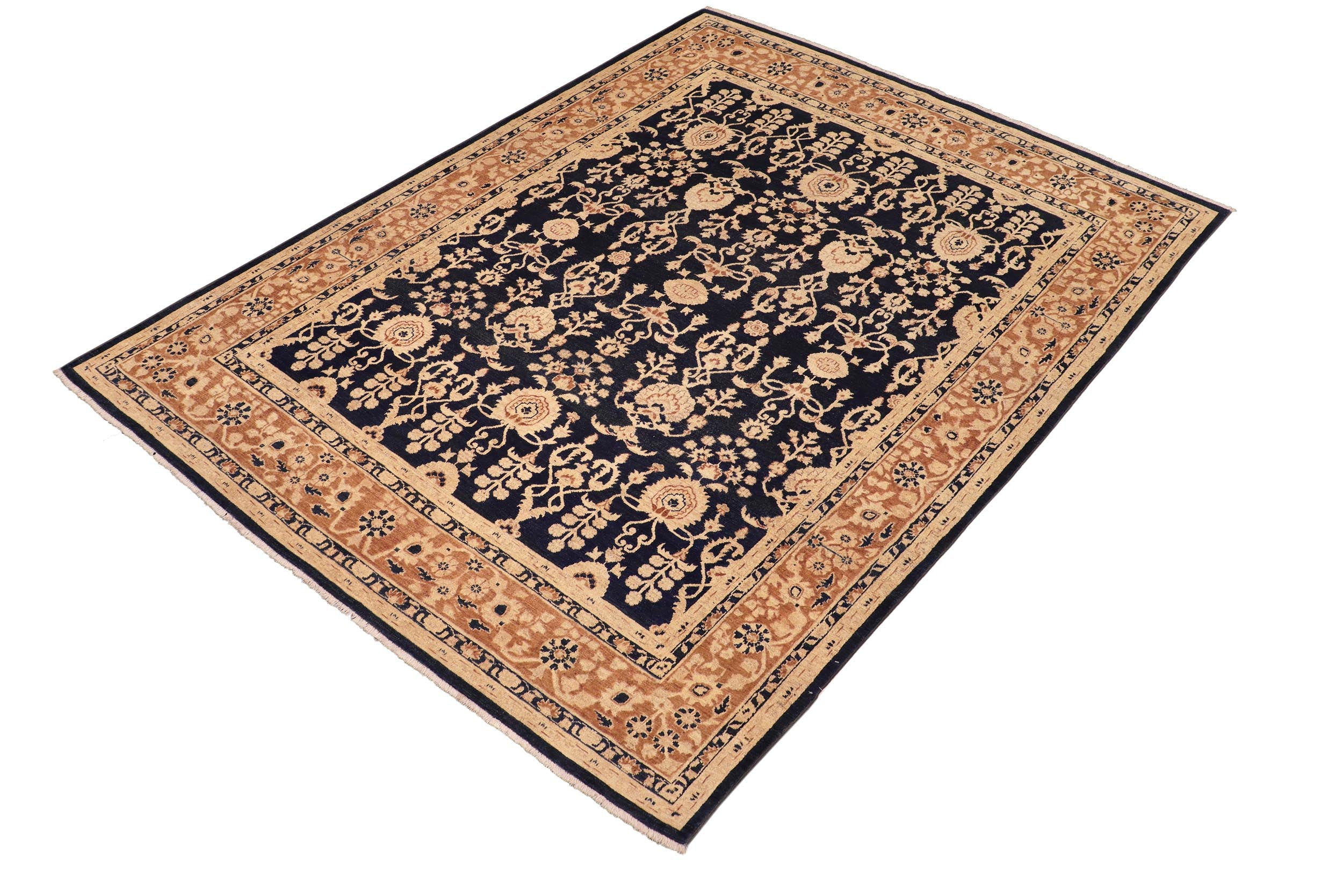 handmade Transitional Kafkaz Blue Brown Hand Knotted RECTANGLE 100% WOOL area rug 8' x 10'