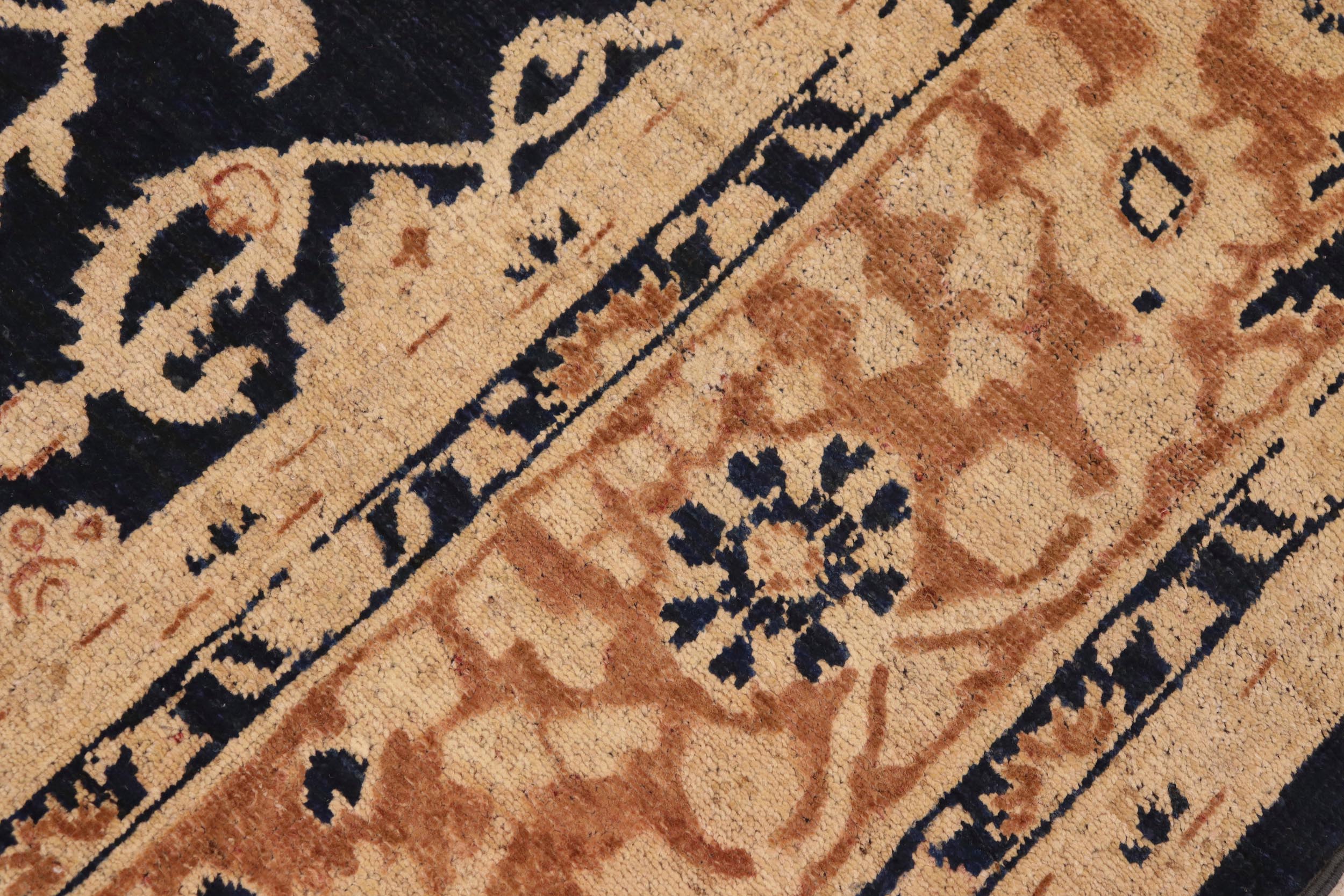 handmade Transitional Kafkaz Blue Brown Hand Knotted RECTANGLE 100% WOOL area rug 8' x 10'