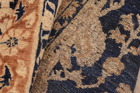 handmade Transitional Kafkaz Blue Brown Hand Knotted RECTANGLE 100% WOOL area rug 8' x 10'