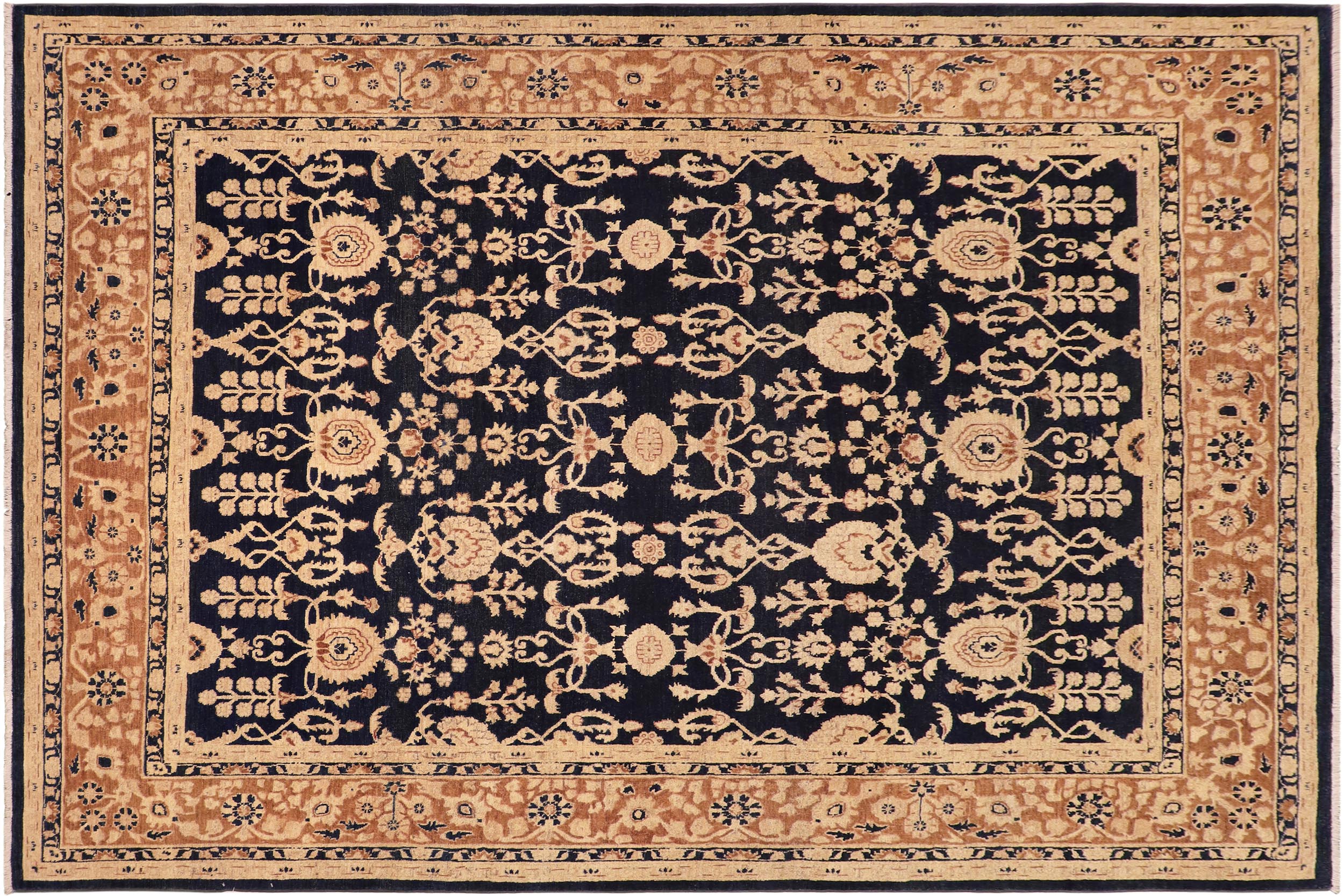 handmade Transitional Kafkaz Blue Brown Hand Knotted RECTANGLE 100% WOOL area rug 8' x 10'
