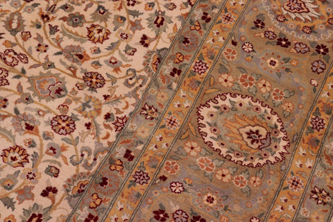 handmade Transitional Regular Ivory Lt. Green Hand Knotted RECTANGLE 100% WOOL area rug 8x10