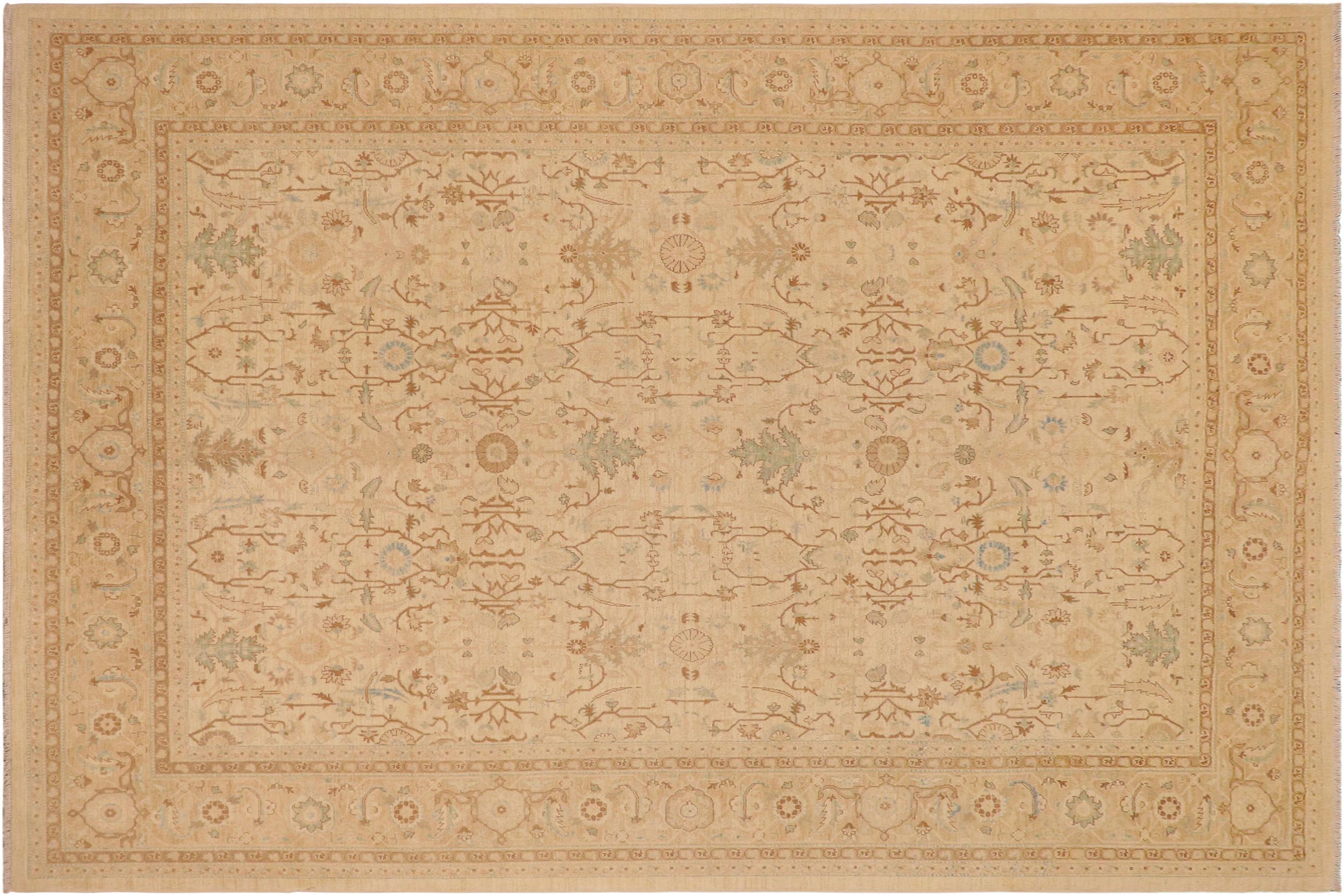 handmade Transitional Kafkaz Beige Tan Hand Knotted RECTANGLE 100% WOOL area rug 9x12