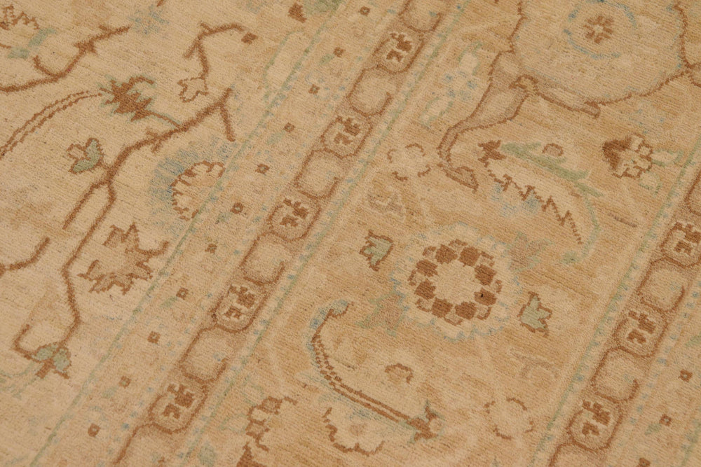 handmade Transitional Kafkaz Beige Tan Hand Knotted RECTANGLE 100% WOOL area rug 9x12