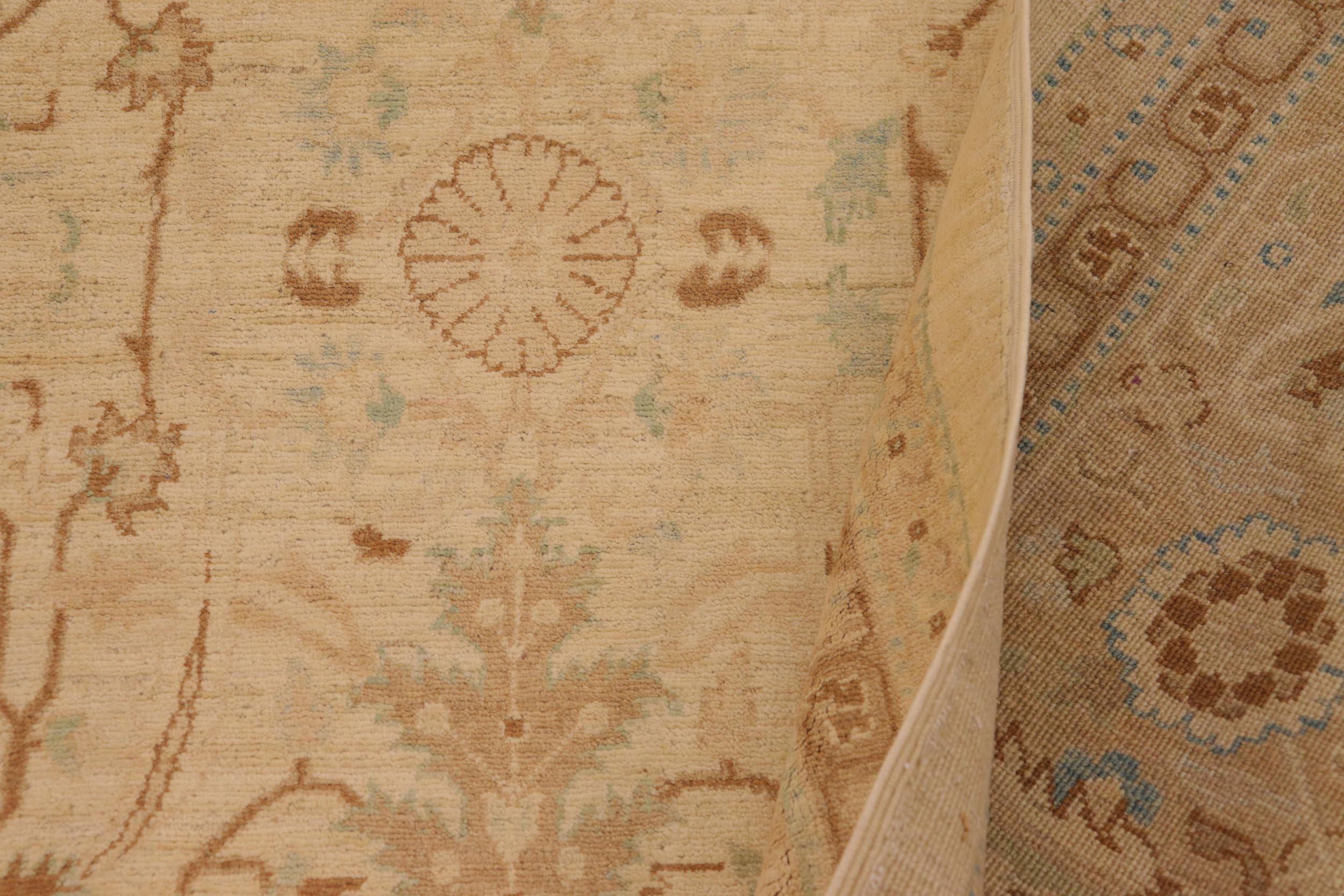 handmade Transitional Kafkaz Beige Tan Hand Knotted RECTANGLE 100% WOOL area rug 9x12