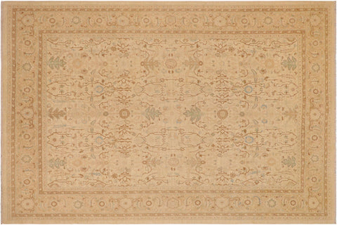 handmade Transitional Kafkaz Beige Tan Hand Knotted RECTANGLE 100% WOOL area rug 9x12