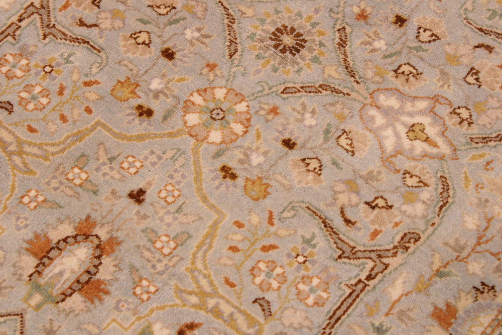 handmade Traditional Design Lt. Blue Ivory Hand Knotted RECTANGLE 100% WOOL area rug 9' x 12'