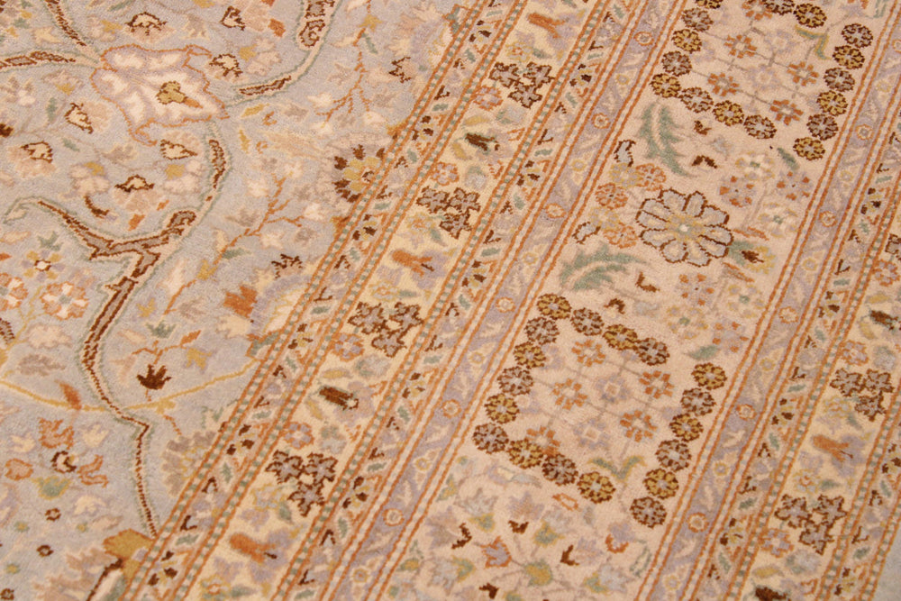 handmade Traditional Design Lt. Blue Ivory Hand Knotted RECTANGLE 100% WOOL area rug 9' x 12'