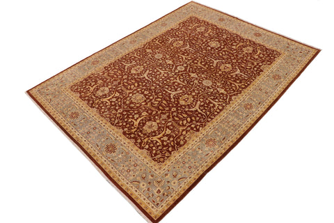 handmade Transitional Kafkaz Brown Gray Hand Knotted RECTANGLE 100% WOOL area rug 9x12