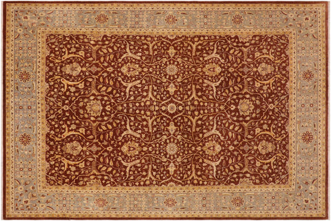 handmade Transitional Kafkaz Brown Gray Hand Knotted RECTANGLE 100% WOOL area rug 9x12