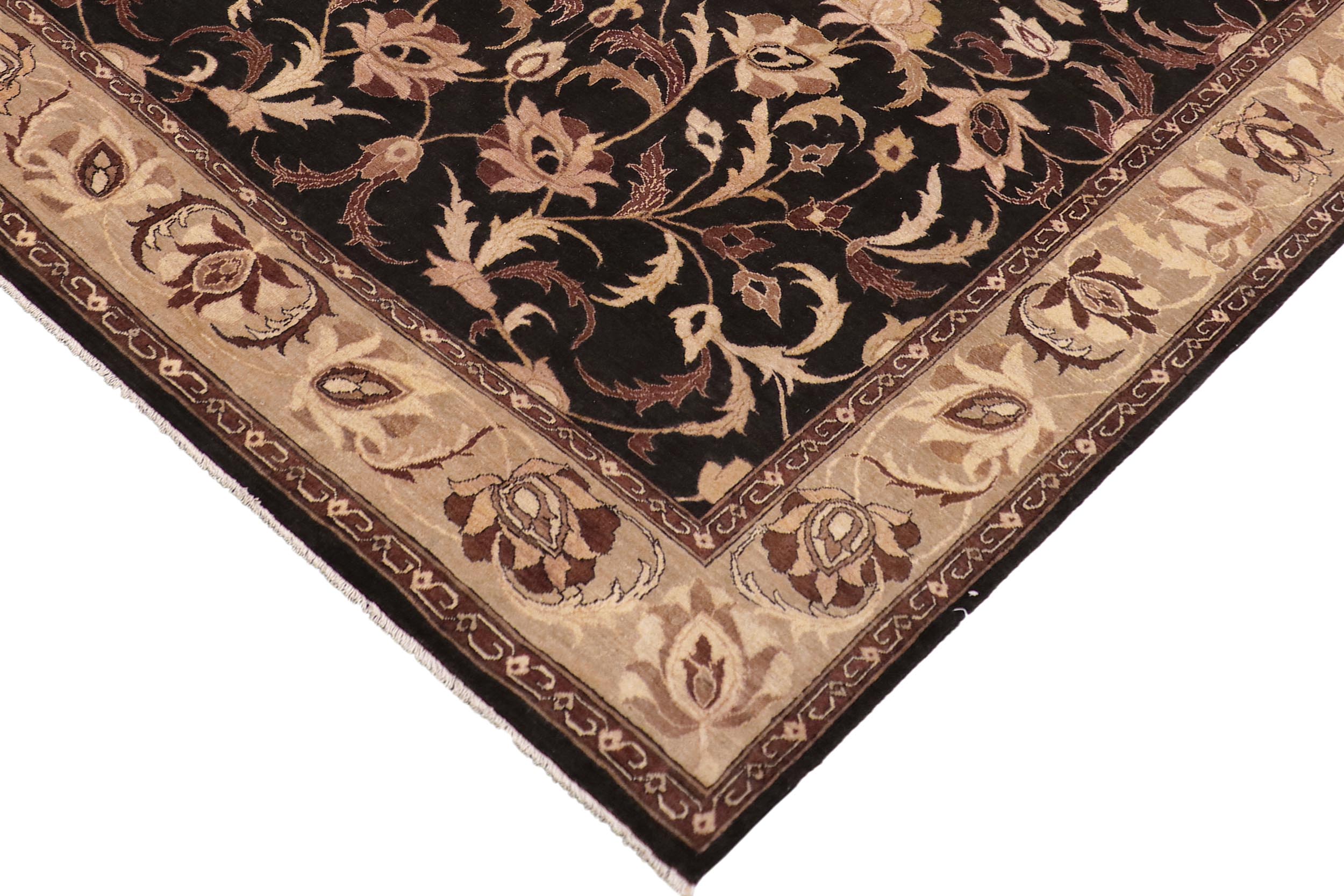 handmade Traditional Kafkaz Black Gray Hand Knotted RECTANGLE 100% WOOL area rug 9x12