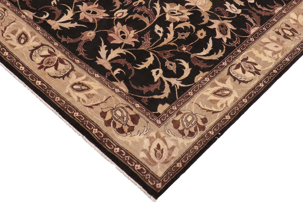 handmade Traditional Kafkaz Black Gray Hand Knotted RECTANGLE 100% WOOL area rug 9x12