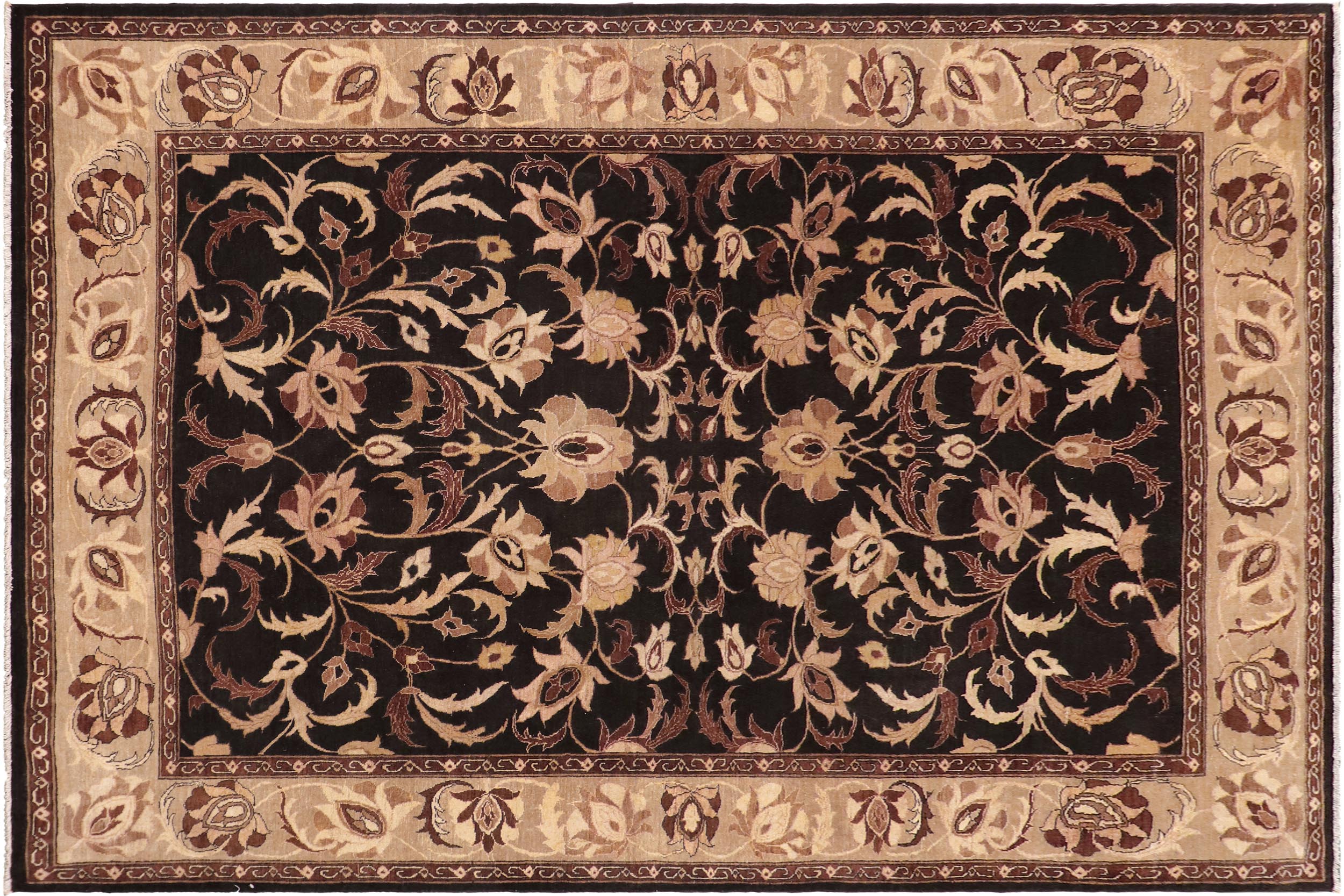 handmade Traditional Kafkaz Black Gray Hand Knotted RECTANGLE 100% WOOL area rug 9x12