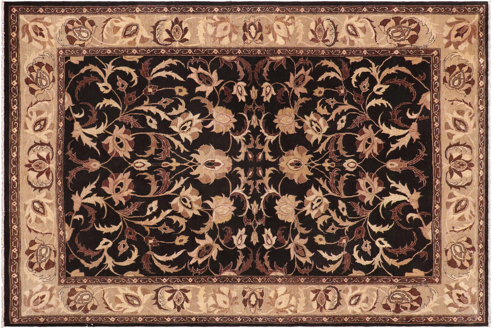 handmade Traditional Kafkaz Black Gray Hand Knotted RECTANGLE 100% WOOL area rug 9x12