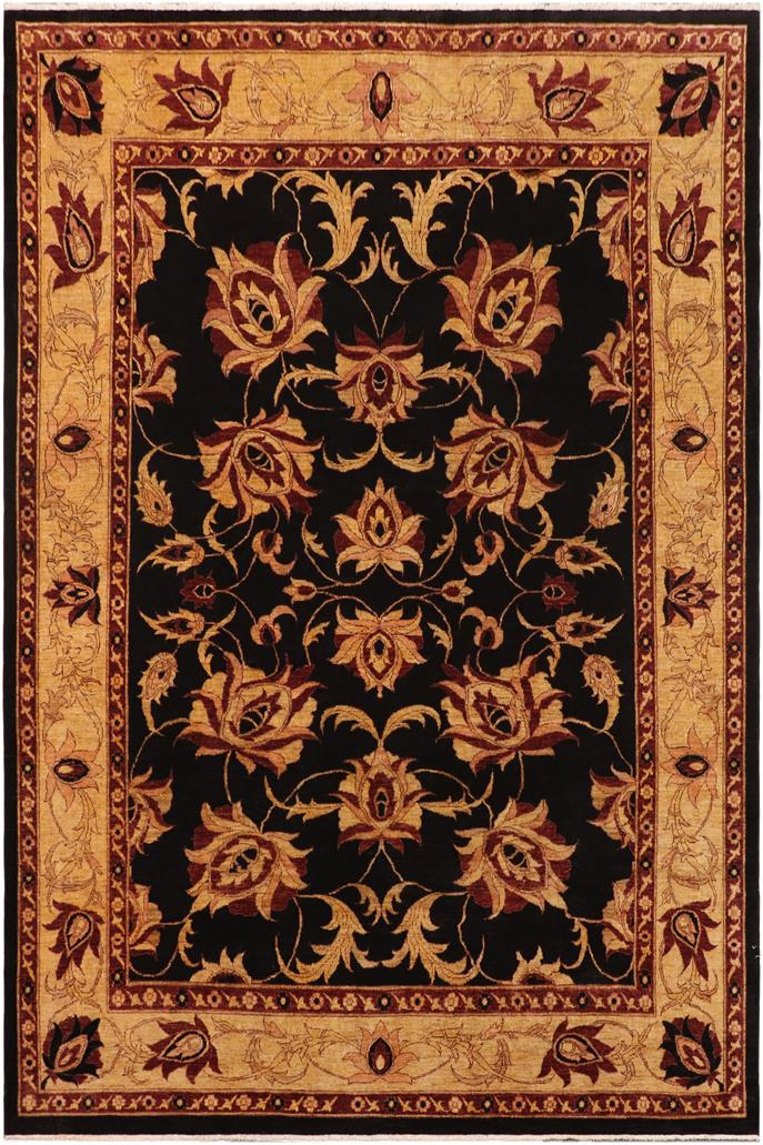 handmade Traditional Kafkaz Black Gold Hand Knotted RECTANGLE 100% WOOL area rug 9 x 12