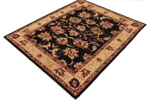 handmade Traditional Kafkaz Black Gold Hand Knotted RECTANGLE 100% WOOL area rug 9x12