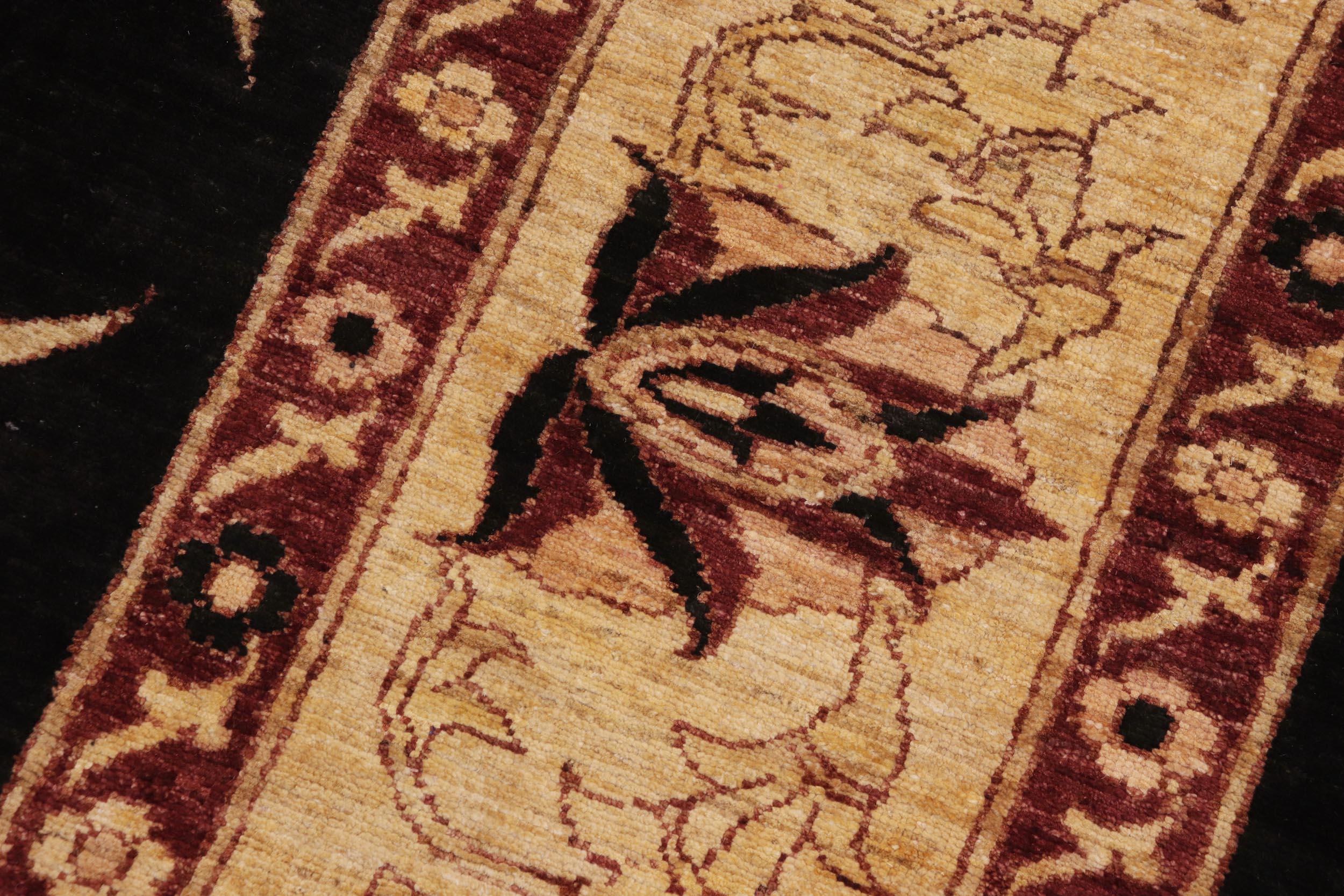 handmade Traditional Kafkaz Black Gold Hand Knotted RECTANGLE 100% WOOL area rug 9x12