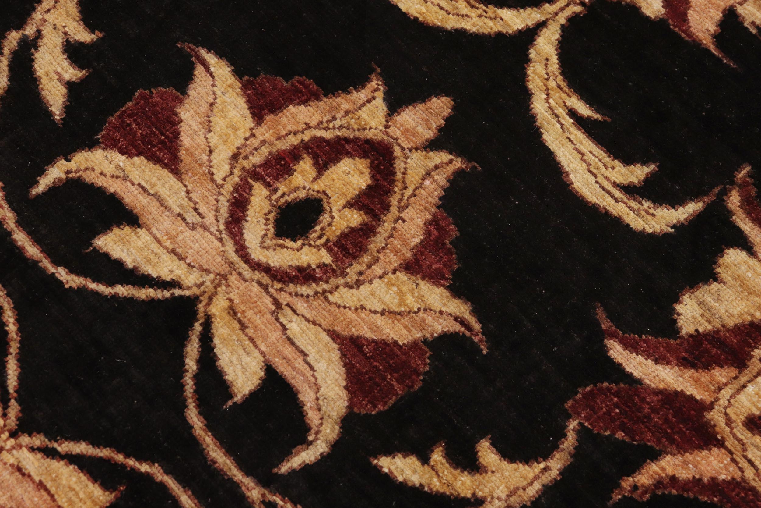 handmade Traditional Kafkaz Black Gold Hand Knotted RECTANGLE 100% WOOL area rug 9x12