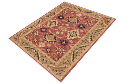 handmade Geometric Kafkaz Rust Lt. Green Hand Knotted RECTANGLE 100% WOOL area rug 9' x 12'