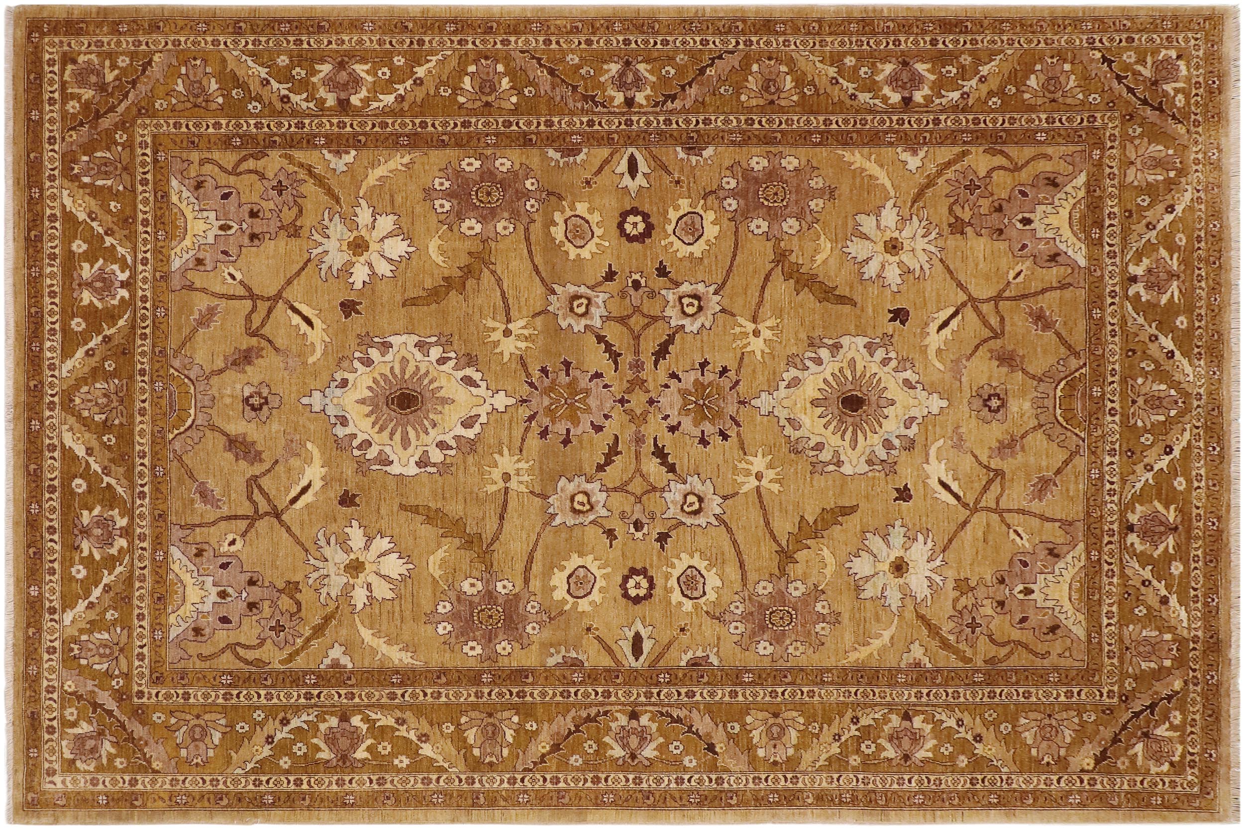 handmade Traditional Kafkaz Tan Brown Hand Knotted RECTANGLE 100% WOOL area rug 9x12