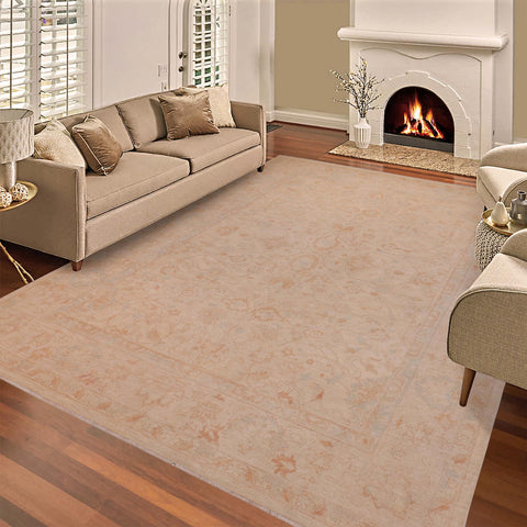 Chic Ziegler Gaynelle Beige/Green Hand Knotted Wool Rug - 9'0'' x 11'7''