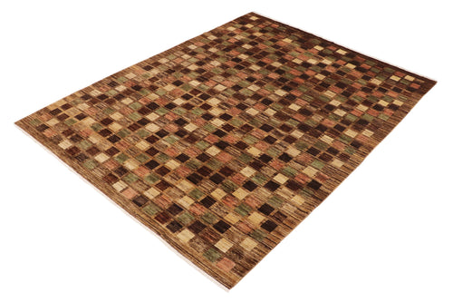 handmade Modern Gabbeh Brown Tan Hand Knotted RECTANGLE 100% WOOL area rug 9' x 12'