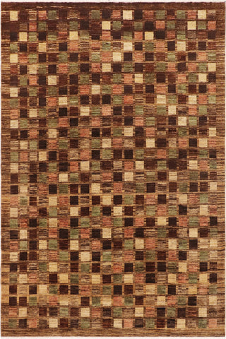 Contemporary Gabbeh Demetriu Brown/Tan Wool Rug - 8'11'' x 11'7''
