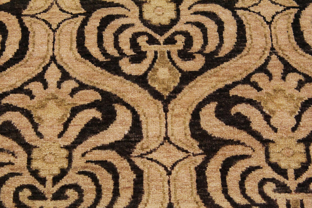 handmade Transitional Kafkaz Black Tan Hand Knotted RECTANGLE 100% WOOL area rug 9' x 12'