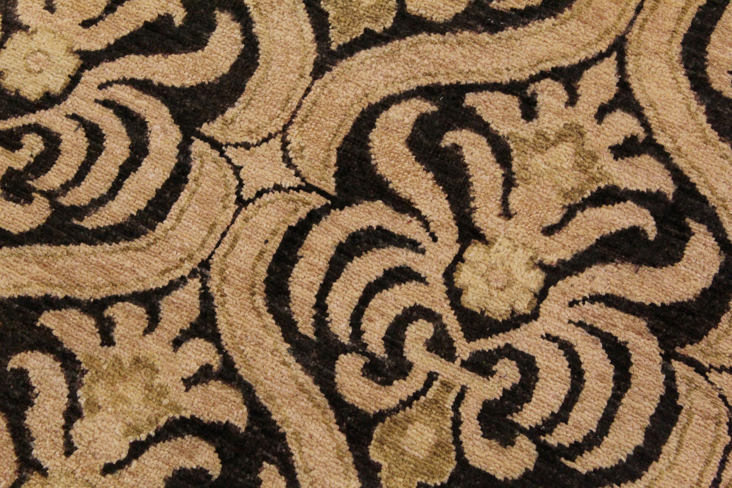 handmade Transitional Kafkaz Black Tan Hand Knotted RECTANGLE 100% WOOL area rug 9' x 12'