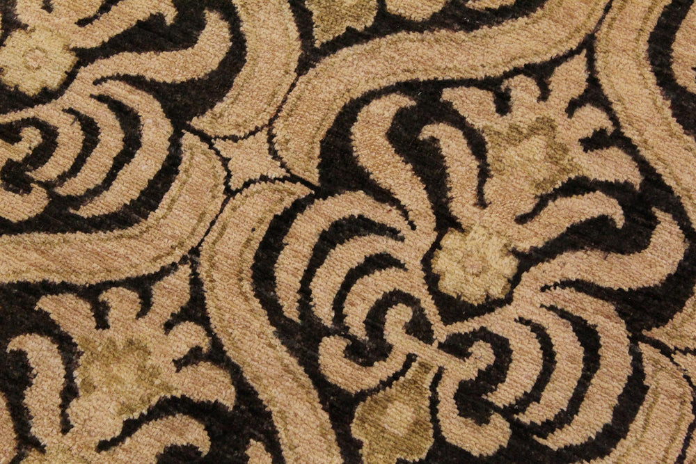 handmade Transitional Kafkaz Black Tan Hand Knotted RECTANGLE 100% WOOL area rug 9' x 12'