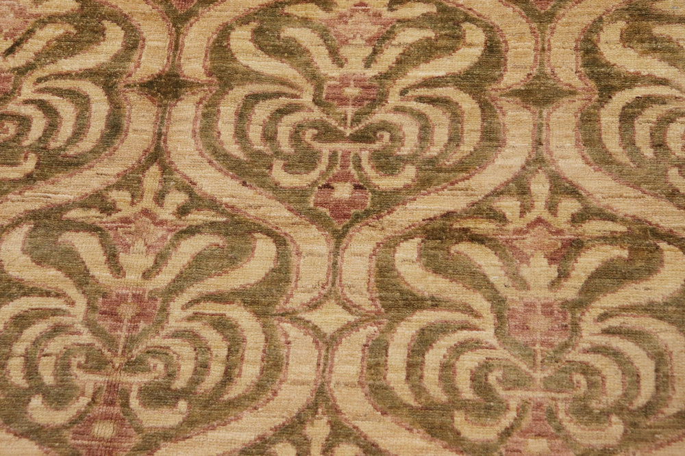 handmade Transitional Kafkaz Green Brown Hand Knotted RECTANGLE 100% WOOL area rug 9' x 12'