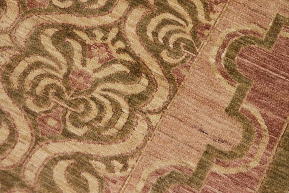 handmade Transitional Kafkaz Green Brown Hand Knotted RECTANGLE 100% WOOL area rug 9' x 12'