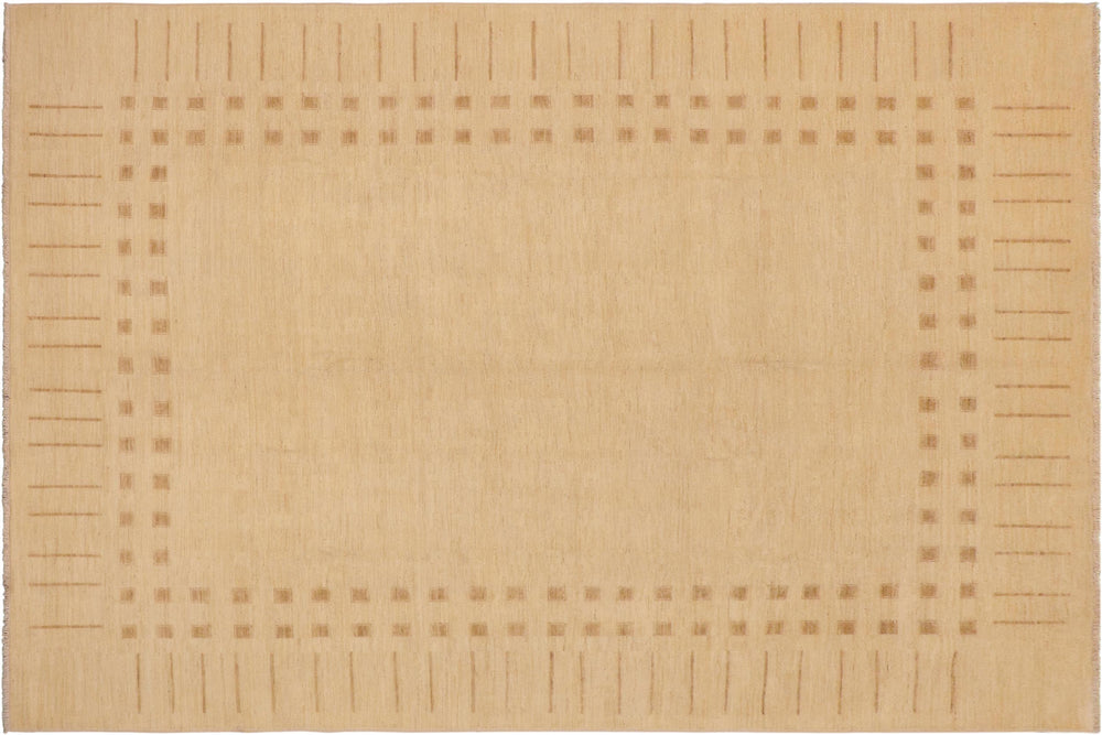 handmade Modern Kafkaz Beige Tan Hand Knotted RECTANGLE 100% WOOL area rug 9' x 12'