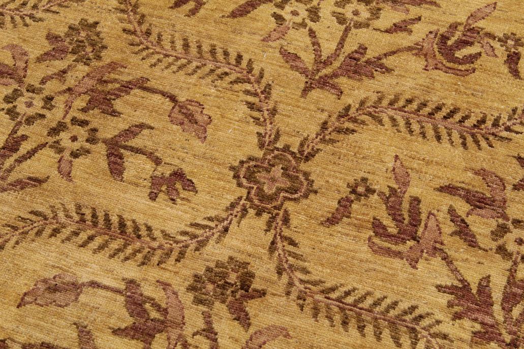 handmade Transitional Kafkaz Gold Brown Hand Knotted RECTANGLE 100% WOOL area rug 9 x 12