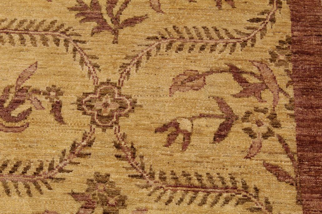 handmade Transitional Kafkaz Gold Brown Hand Knotted RECTANGLE 100% WOOL area rug 9 x 12