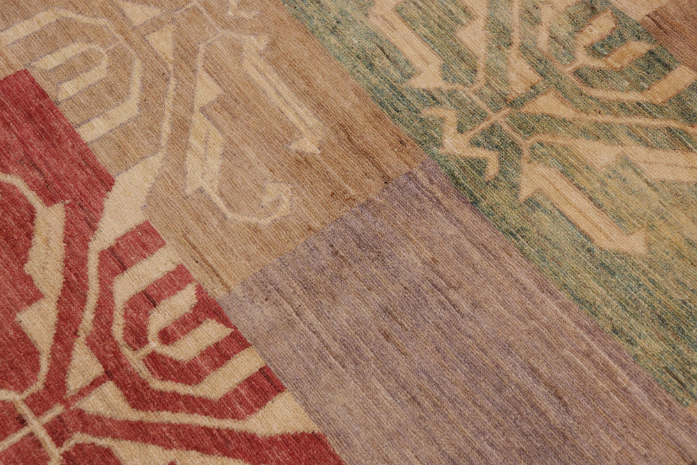 handmade Modern Kafkaz Tan Beige Hand Knotted RECTANGLE 100% WOOL area rug 9' x 11'