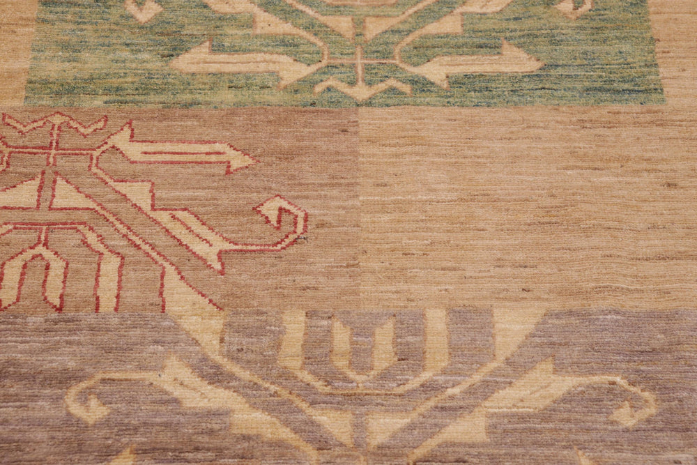 handmade Modern Kafkaz Tan Beige Hand Knotted RECTANGLE 100% WOOL area rug 9' x 11'